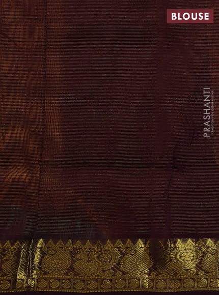 Silk cotton saree mustard yellow and coffee brown with allover vairaosi pattern and annam zari woven border