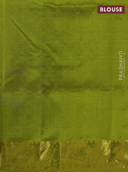 Silk cotton saree blue and lime green with allover vairaosi pattern and annam zari woven border