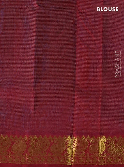 Silk cotton saree teal blue and maroon with allover vairaosi pattern and annam zari woven border