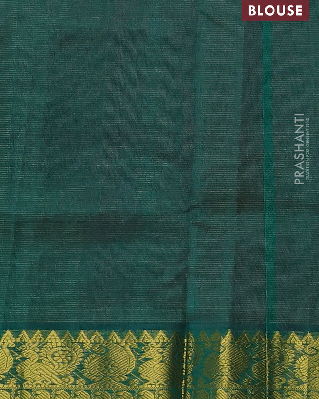 Silk cotton saree pink and green with allover vairaosi pattern and annam zari woven border