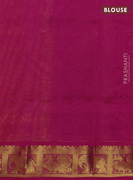 Silk cotton saree mustard yellow and pink with allover vairaosi pattern and annam & elephant zari woven border
