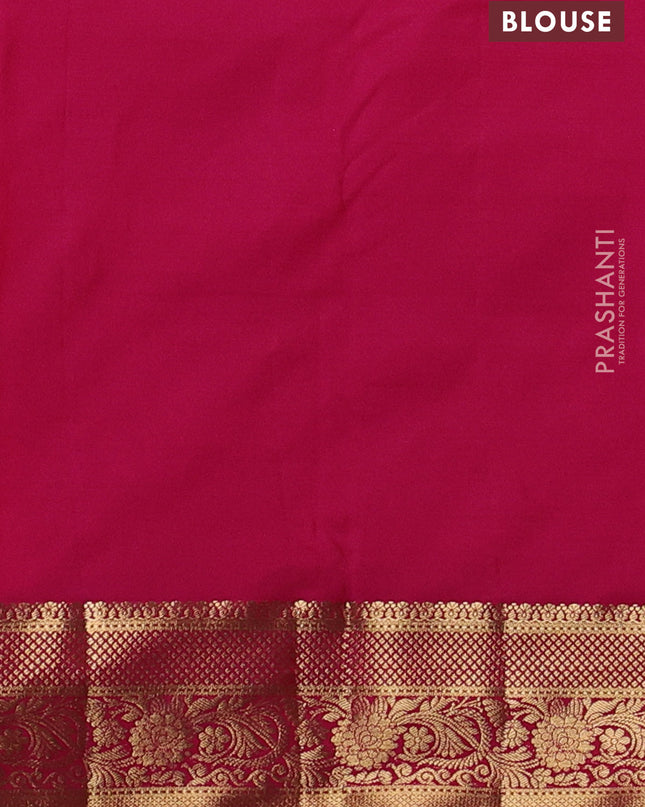 Bangalori silk saree teal green with pink with zari woven buttas and zari woven border