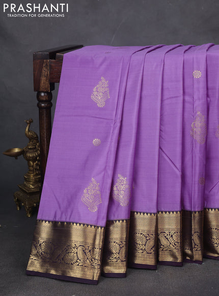Bangalori silk saree lavender with violet with zari woven buttas and zari woven border