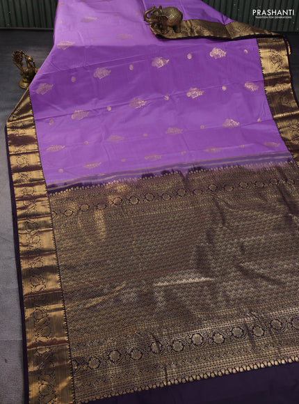 Bangalori silk saree lavender with violet with zari woven buttas and zari woven border