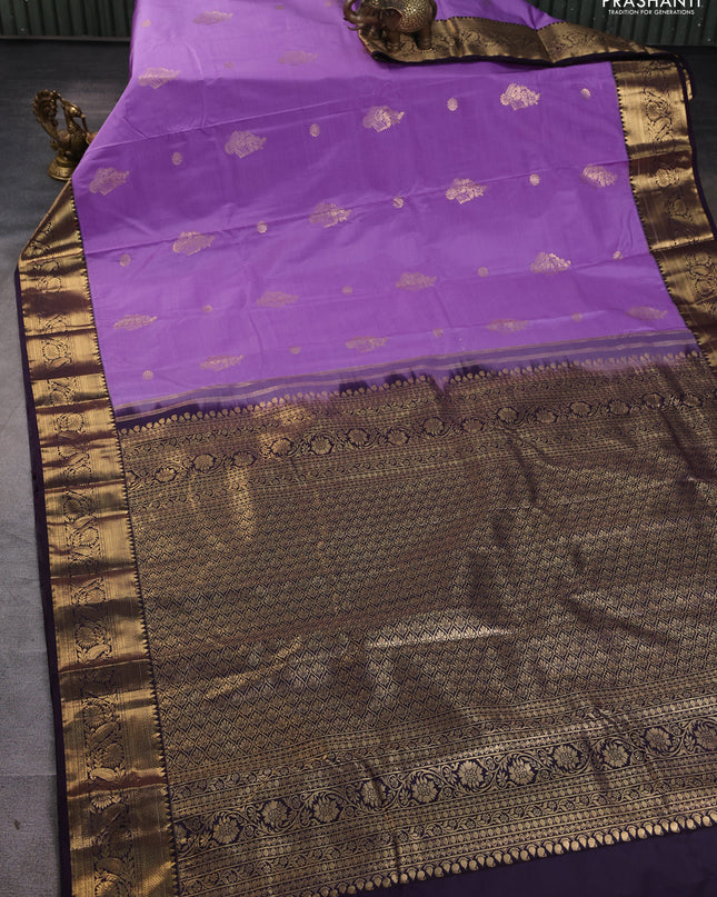 Bangalori silk saree lavender with violet with zari woven buttas and zari woven border