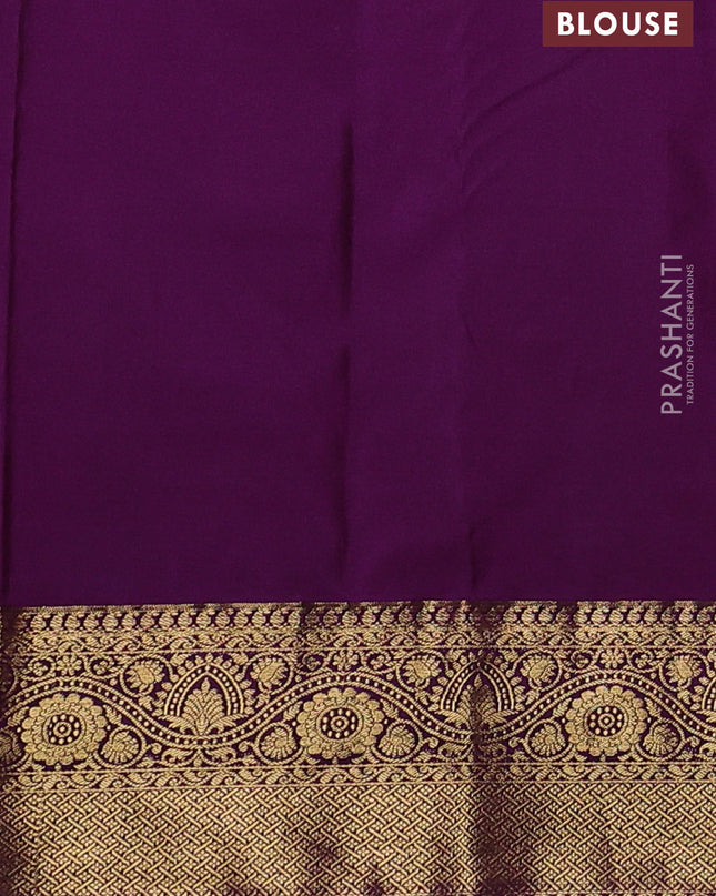 Bangalori silk saree light green with purple with zari woven buttas and zari woven border