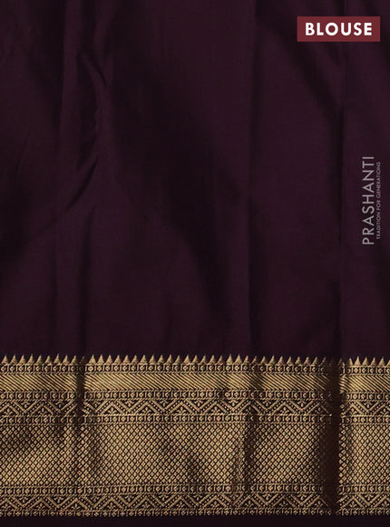 Bangalori silk saree rust shade with wine shade with allover zari woven stripes pattern and zari woven border