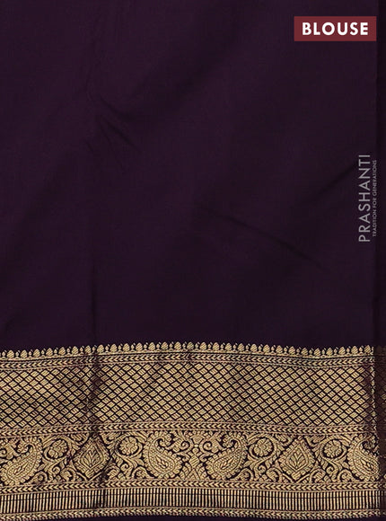 Bangalori silk saree beige with violet with zari woven buttas and zari woven border