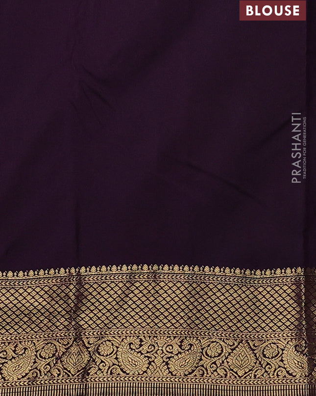 Bangalori silk saree beige with violet with zari woven buttas and zari woven border