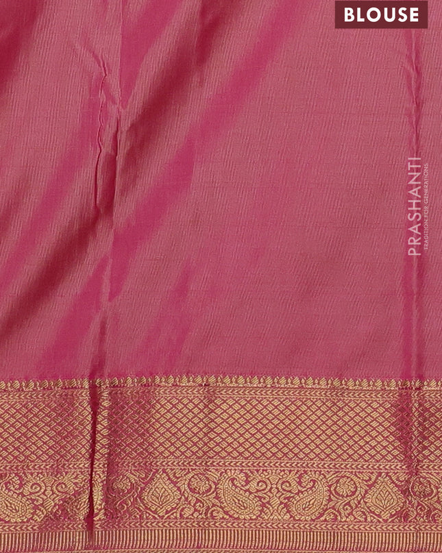Bangalori silk saree maroon with dual shade of pink with zari woven buttas and zari woven border