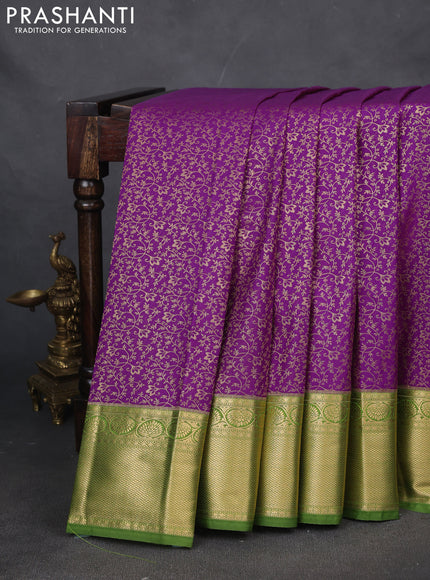 Bangalori silk saree purple and green with allover zari woven brocade weaves and zari woven border