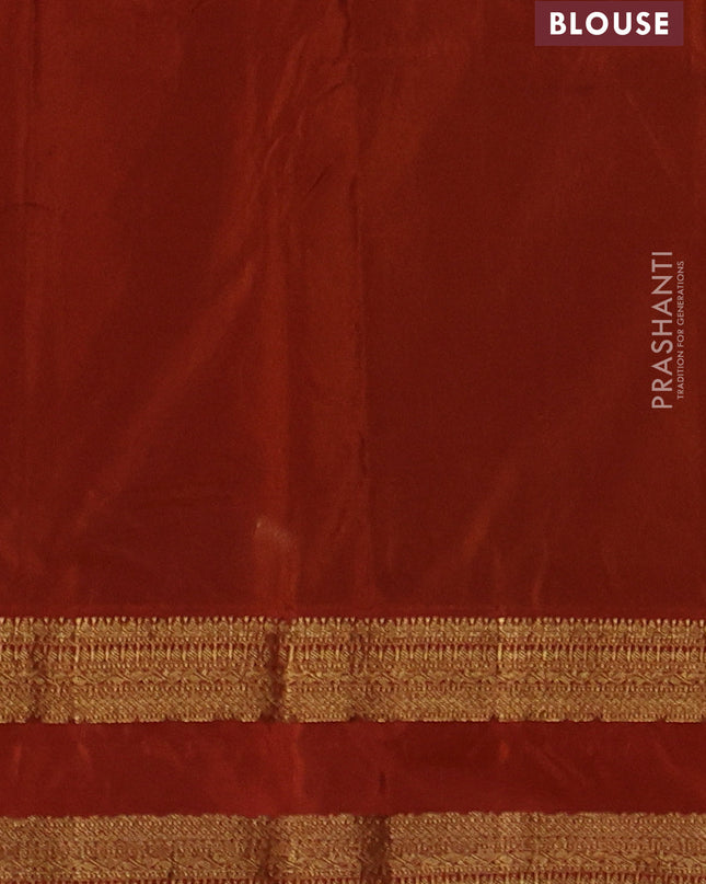 Bangalori silk saree deep maroon and rustic orange with zari woven buttas and rettapet zari woven border