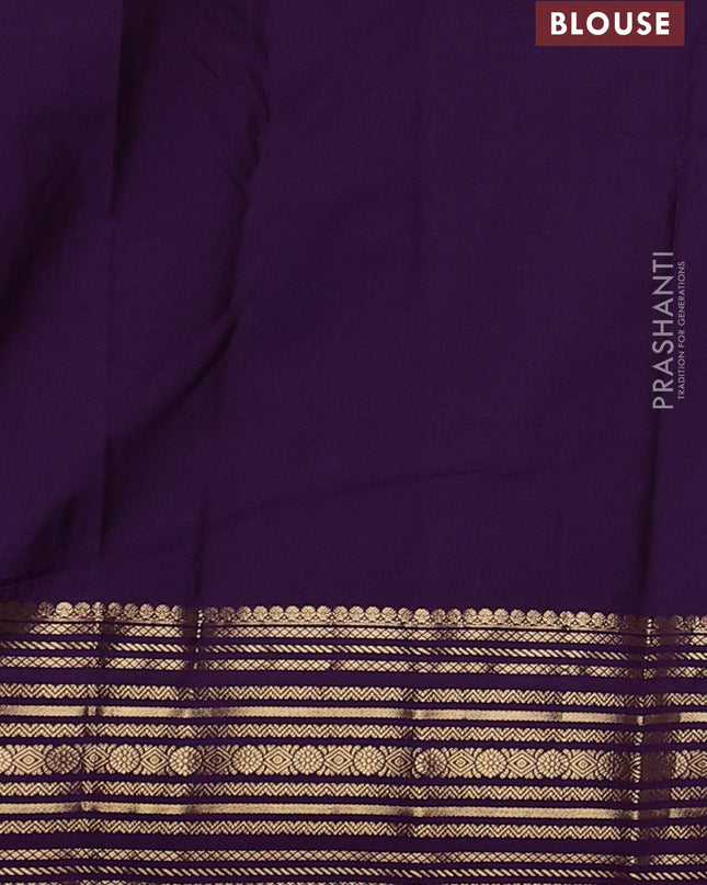 Bangalori silk saree pastel pink and violet with zari woven buttas and zari woven border