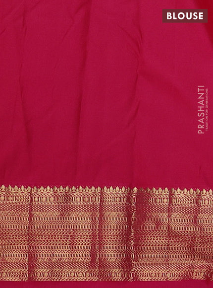 Bangalori silk saree teal green and pink with allover zari woven brocade weaves and zari woven border