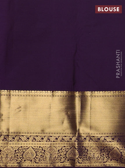 Bangalori silk saree mustard yellow and violet with zari woven buttas and zari woven border