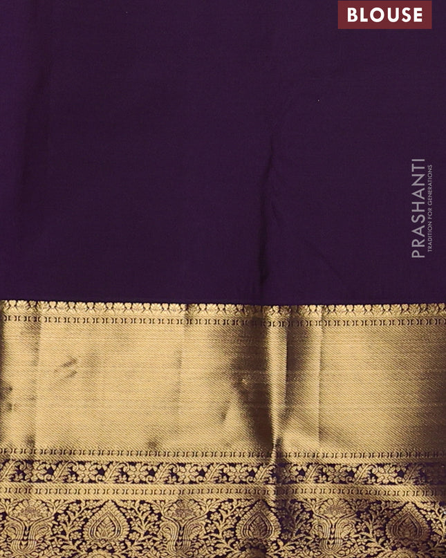Bangalori silk saree mustard yellow and violet with zari woven buttas and zari woven border