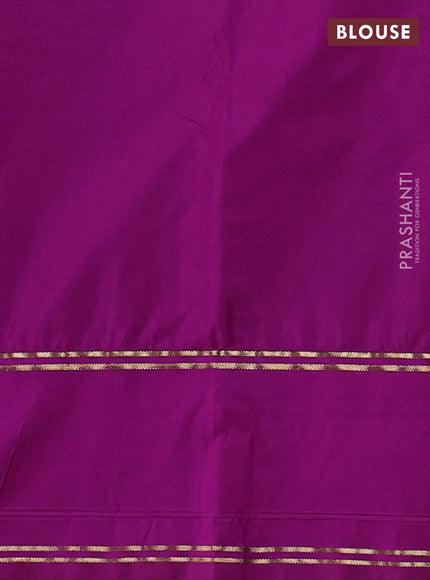 Bangalori silk saree teal blue and purple with zari woven buttas and rettapet zari woven border