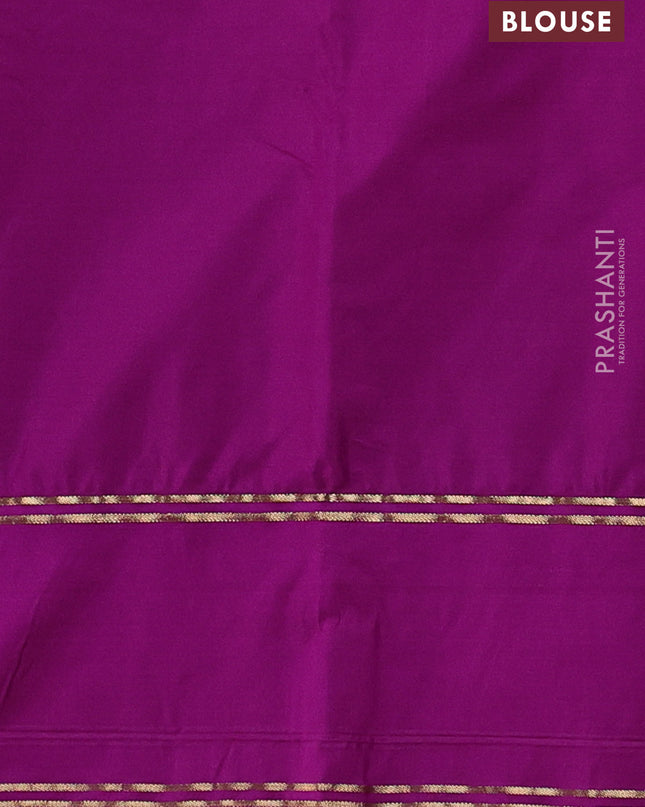 Bangalori silk saree teal blue and purple with zari woven buttas and rettapet zari woven border