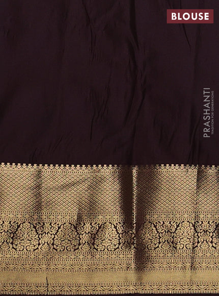 Bangalori silk saree peach pink and coffee brown with allover zari woven brocade weaves and zari woven border