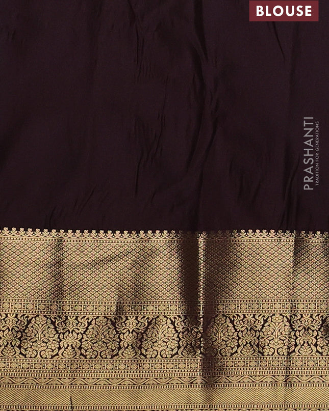 Bangalori silk saree peach pink and coffee brown with allover zari woven brocade weaves and zari woven border