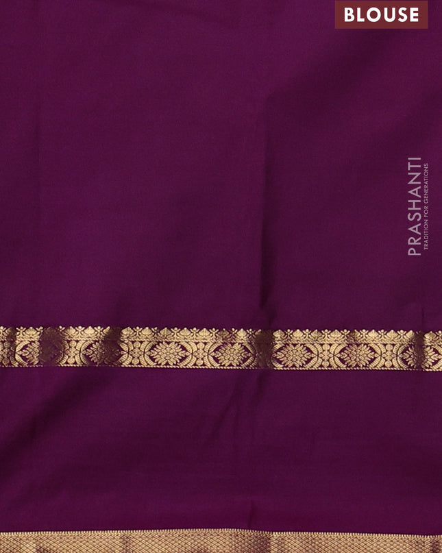 Bangalori silk saree peacock blue and purple with zari woven buttas and rettapet zari woven border