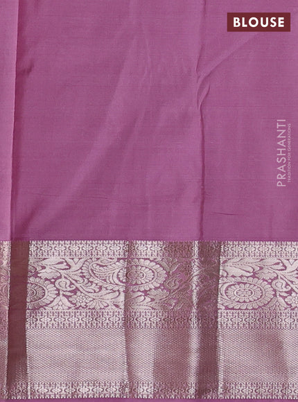 Bangalori silk saree pastel green and mauve pink with allover zari woven brocade weaves and zari woven border