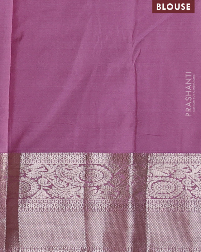 Bangalori silk saree pastel green and mauve pink with allover zari woven brocade weaves and zari woven border