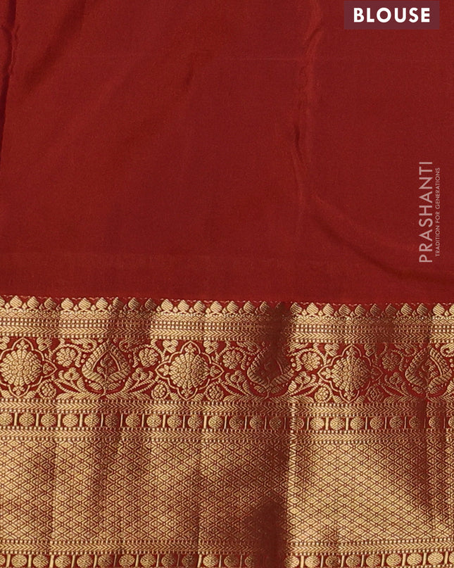 Bangalori silk saree maroon and orange with zari woven buttas and zari woven border