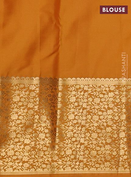 Bangalori silk saree mango yellow with allover zari woven brocade weaves and long zari woven border