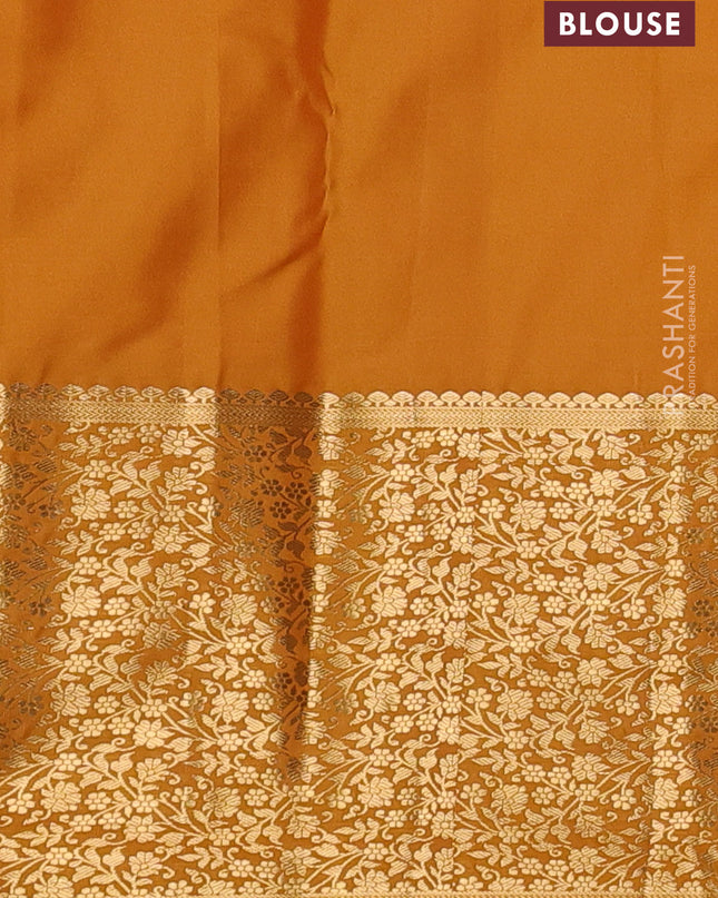 Bangalori silk saree mango yellow with allover zari woven brocade weaves and long zari woven border