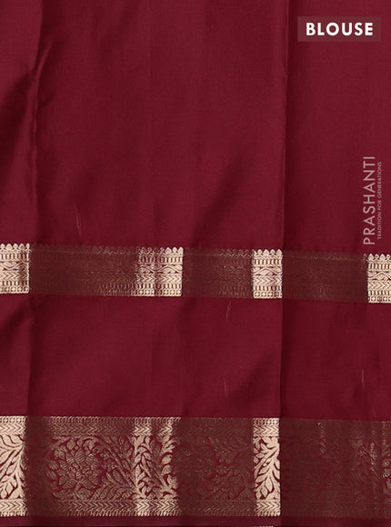Bangalori silk saree maroon with allover zari checks & buttas and rettapet zari woven border