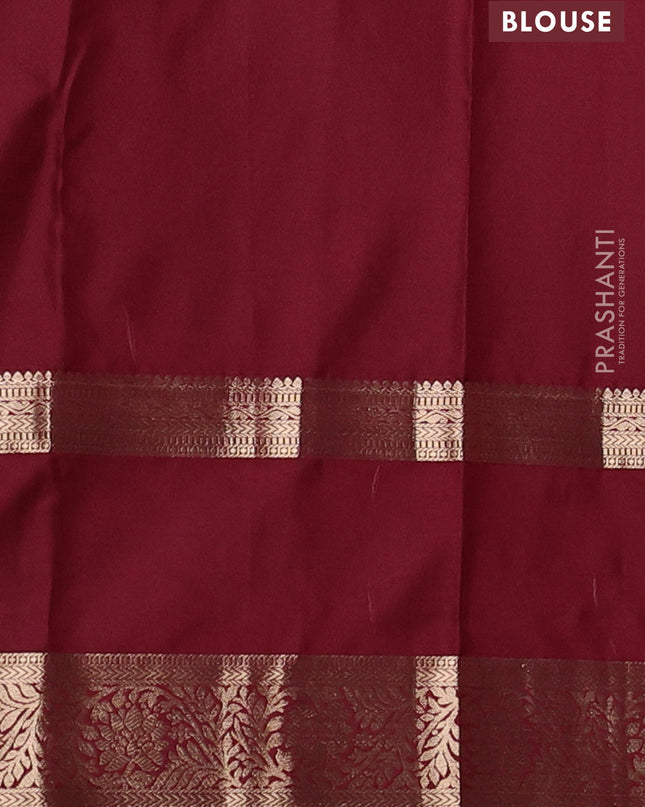 Bangalori silk saree maroon with allover zari checks & buttas and rettapet zari woven border