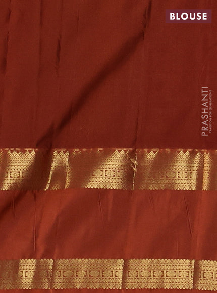 Bangalori silk saree coffee brown and rust with zari woven buttas and rettapet zari woven border