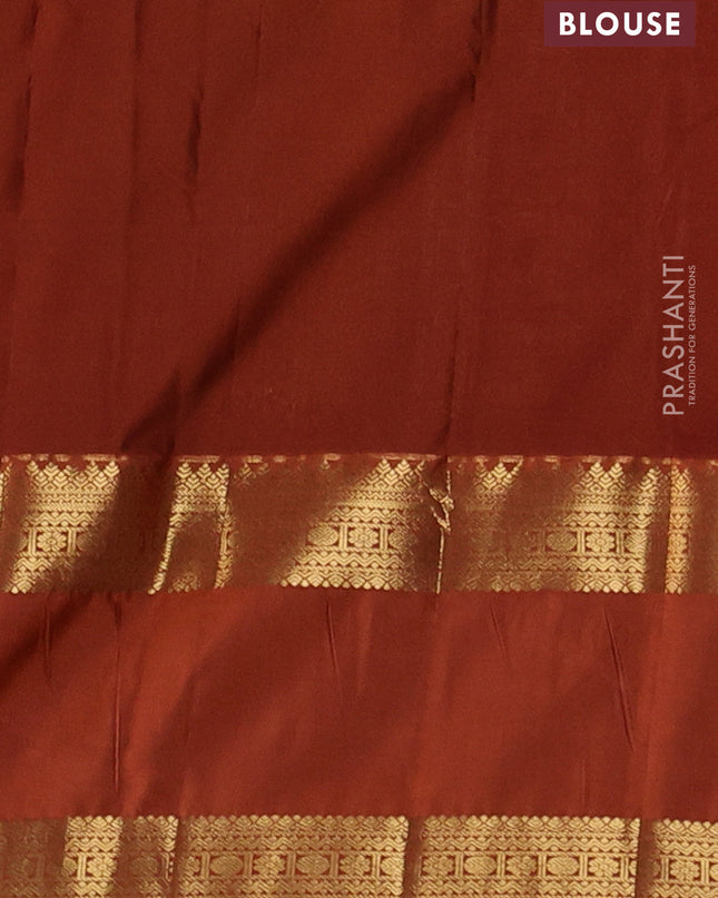 Bangalori silk saree coffee brown and rust with zari woven buttas and rettapet zari woven border