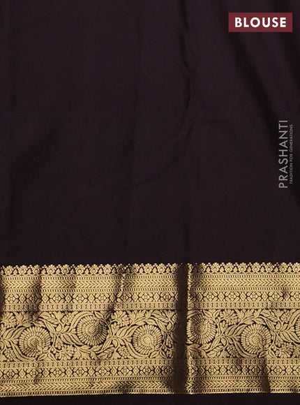 Bangalori silk saree mustard yellow and coffee brown with allover zari weaves and elephant butta border