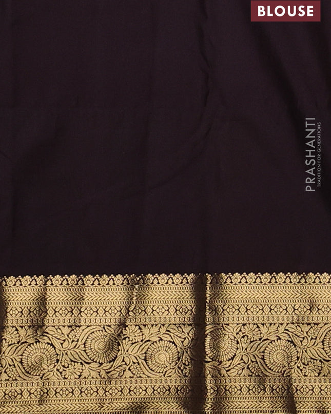 Bangalori silk saree mustard yellow and coffee brown with allover zari weaves and elephant butta border