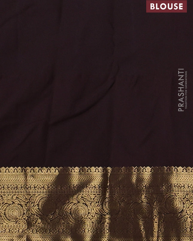 Bangalori silk saree sandal and coffee brown with allover zari weaves and elephant butta border
