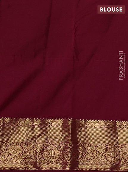 Bangalori silk saree green and maroon with zari woven buttas and long zari woven border