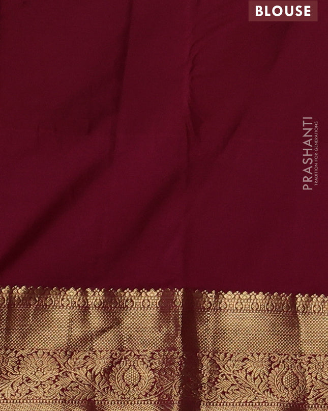 Bangalori silk saree green and maroon with zari woven buttas and long zari woven border