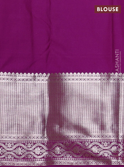 Bangalori silk saree sandal and purple with allover zari woven brocade weaves and long zari woven border