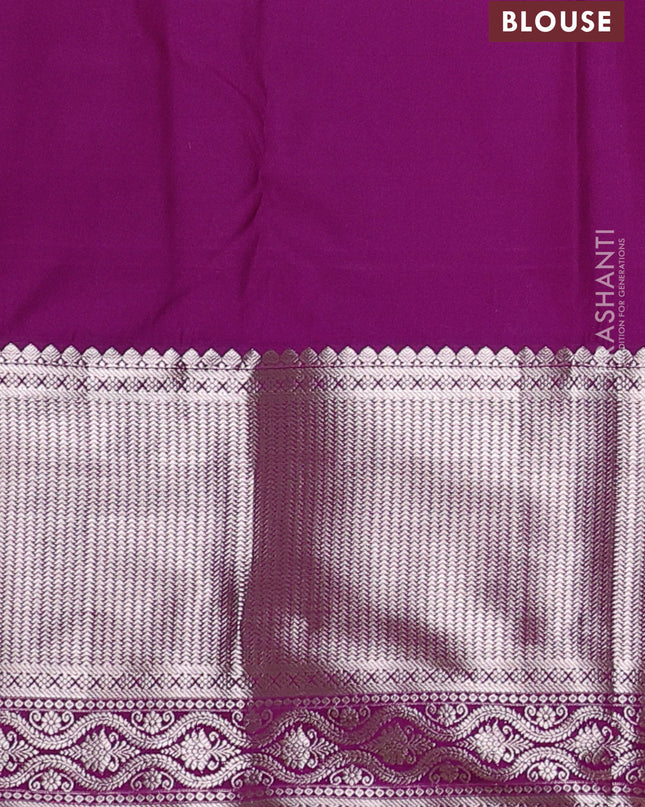 Bangalori silk saree sandal and purple with allover zari woven brocade weaves and long zari woven border