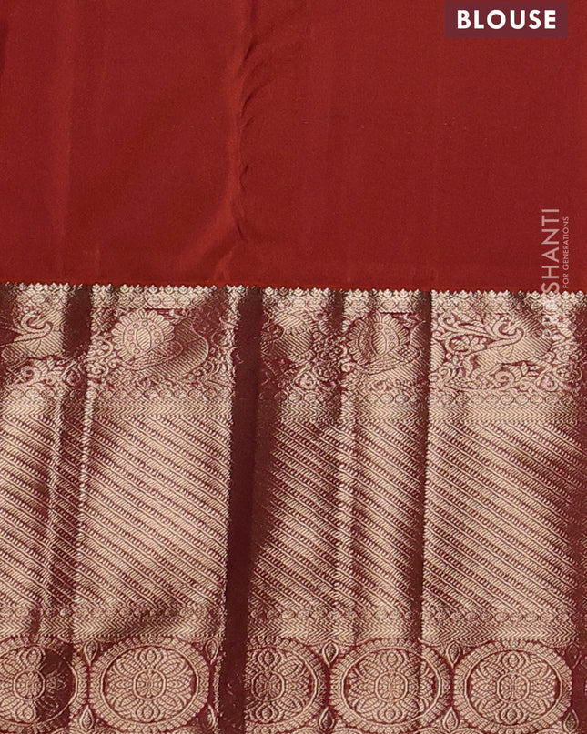 Bangalori silk saree purple and rust shade with zari woven buttas and long zari woven border