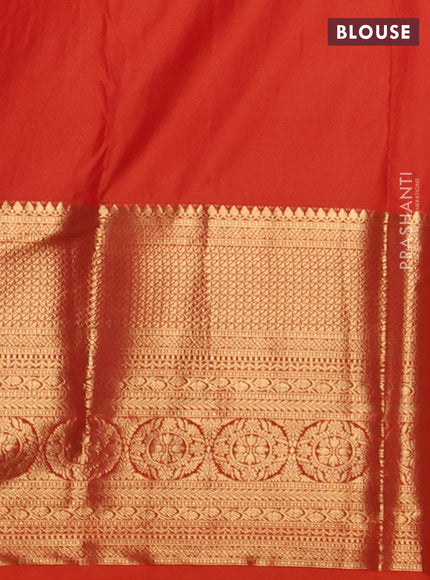 Bangalori silk saree orange with allover checked pattern and long zari woven border