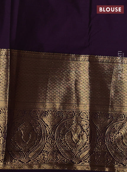Bangalori silk saree pista green and deep violet with zari woven buttas and long zari woven border