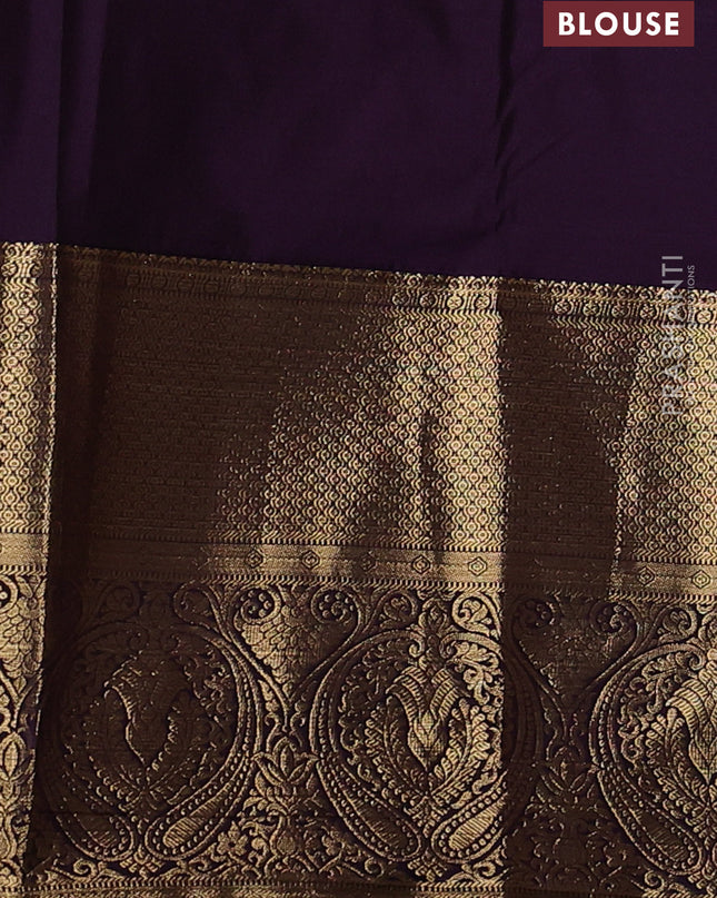 Bangalori silk saree pista green and deep violet with zari woven buttas and long zari woven border