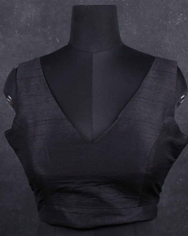 Black semi raw silk readymade blouse