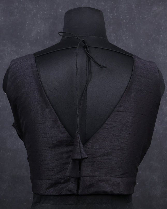 Black semi raw silk readymade blouse