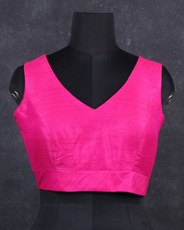 Pink semi raw silk readymade blouse