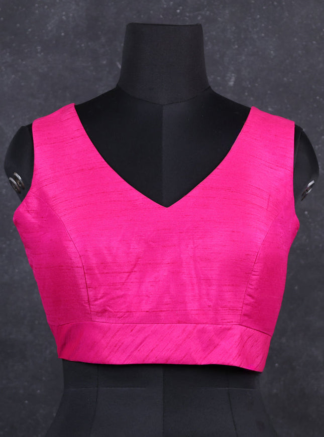 Pink semi raw silk readymade blouse