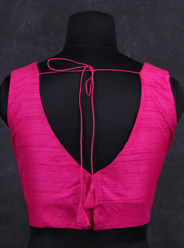 Pink semi raw silk readymade blouse